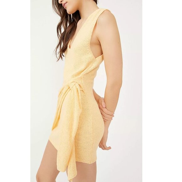 New! Free People FP Beach Gold Poppy Sweater Cover- Up Mini Dress 20721 - Picture 2 of 11